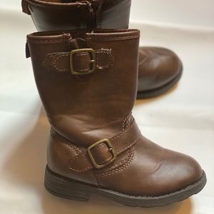Toddler Girl Riding brown boots w buckle, 7